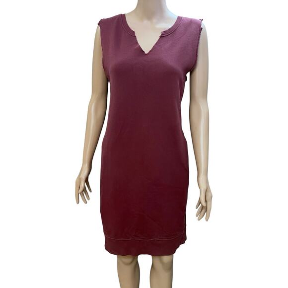 Pact Organic Sleeveless Sweatshirt Dress Medium Raw Cut Organic Cotton Terry - Picture 1 of 13
